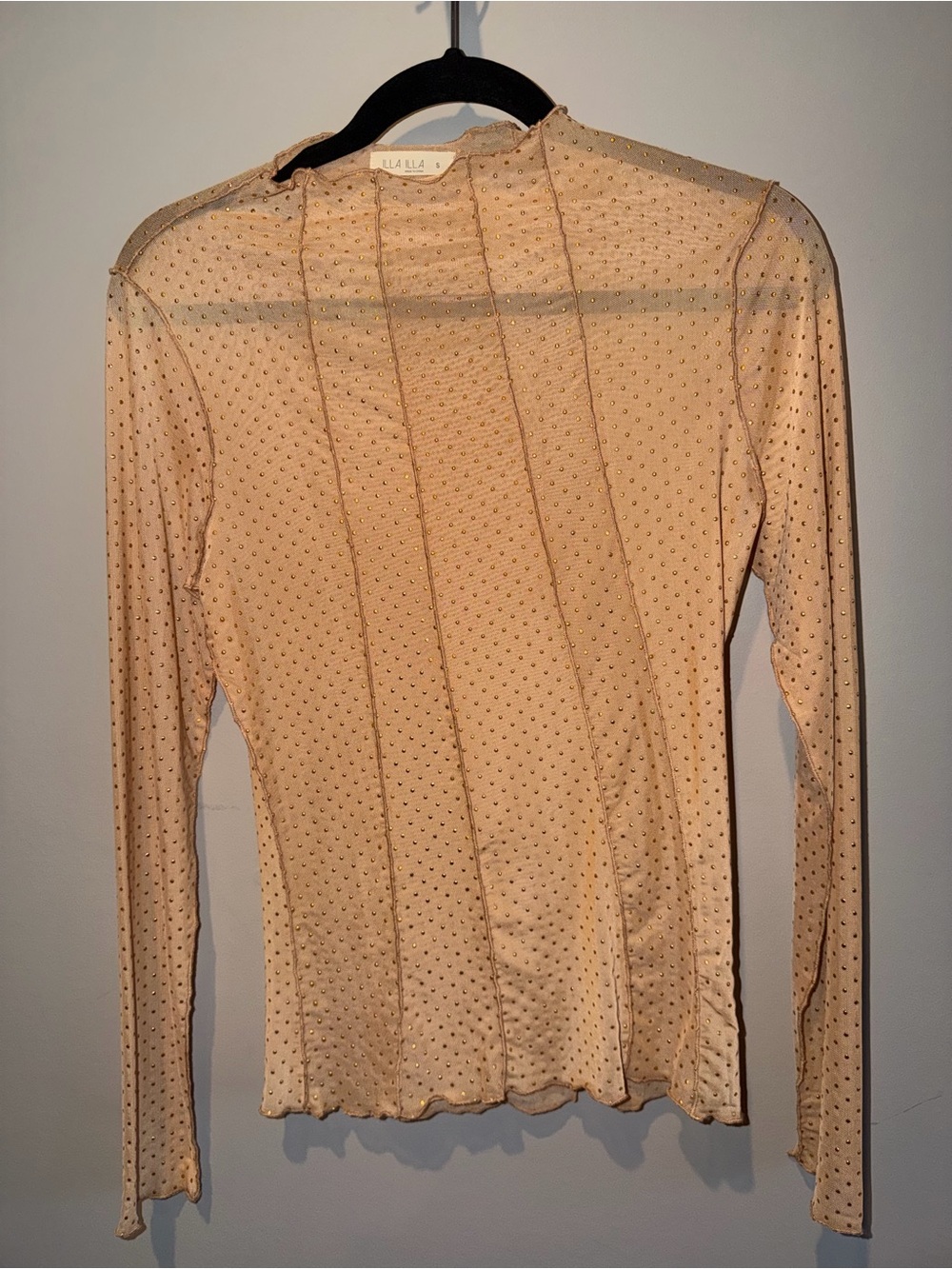Illa Illa Rhinestone Embellished Sheer Mesh Top size Small